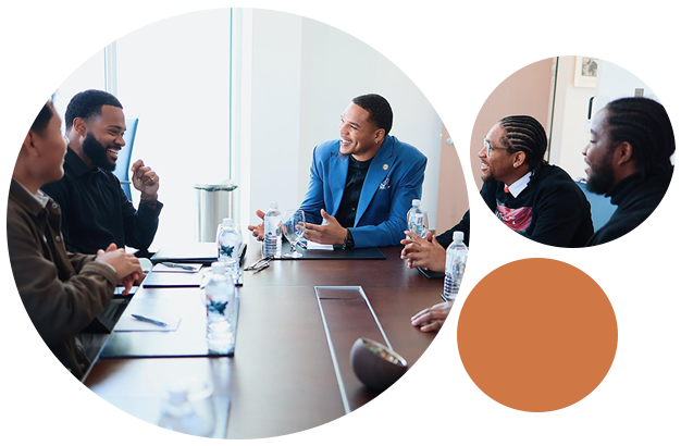 Koi Inc. team meeting around a conference table