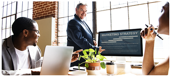 Marketing strategy discussion in an office