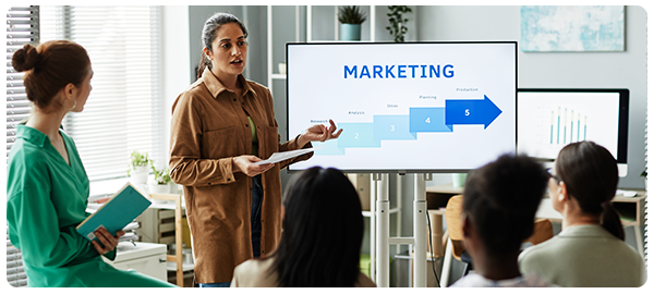 Marketing presentation and analysis session